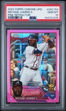 2023 TOPPS CHROME UPDATE PINK REFRACTOR #USC153 MICHAEL HARRIS II ROOKIE PSA 10