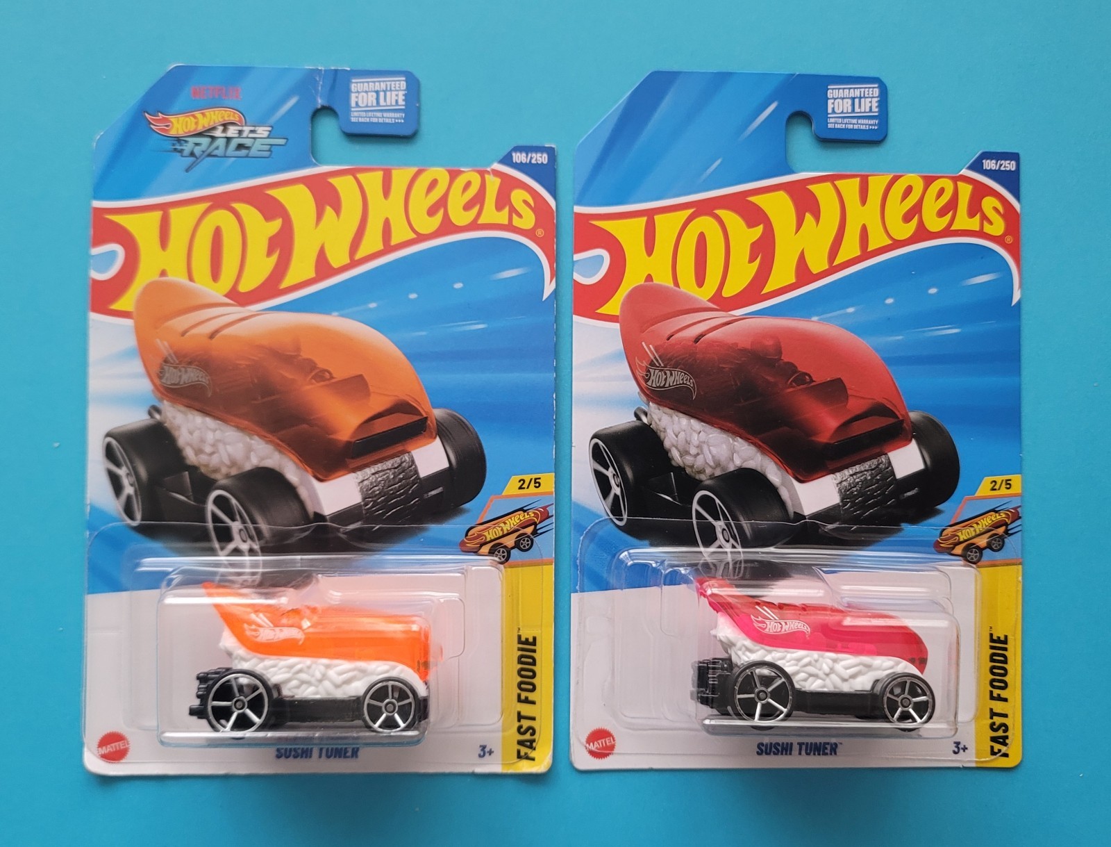 2024 Orange & 2025 Red Sushi Tuner 2/5 Fast Foodie Hot Wheels Lot of 2 HW