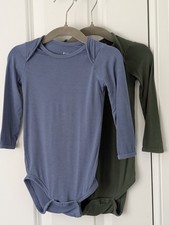 Kyte Baby Long Sleeve Bodysuit 12-18 Month Bamboo Snug Fit 2 Pack Hunter Slate