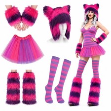 5 Pcs Halloween Wonderland Fluffy Cat Costume Accessories Set for Women