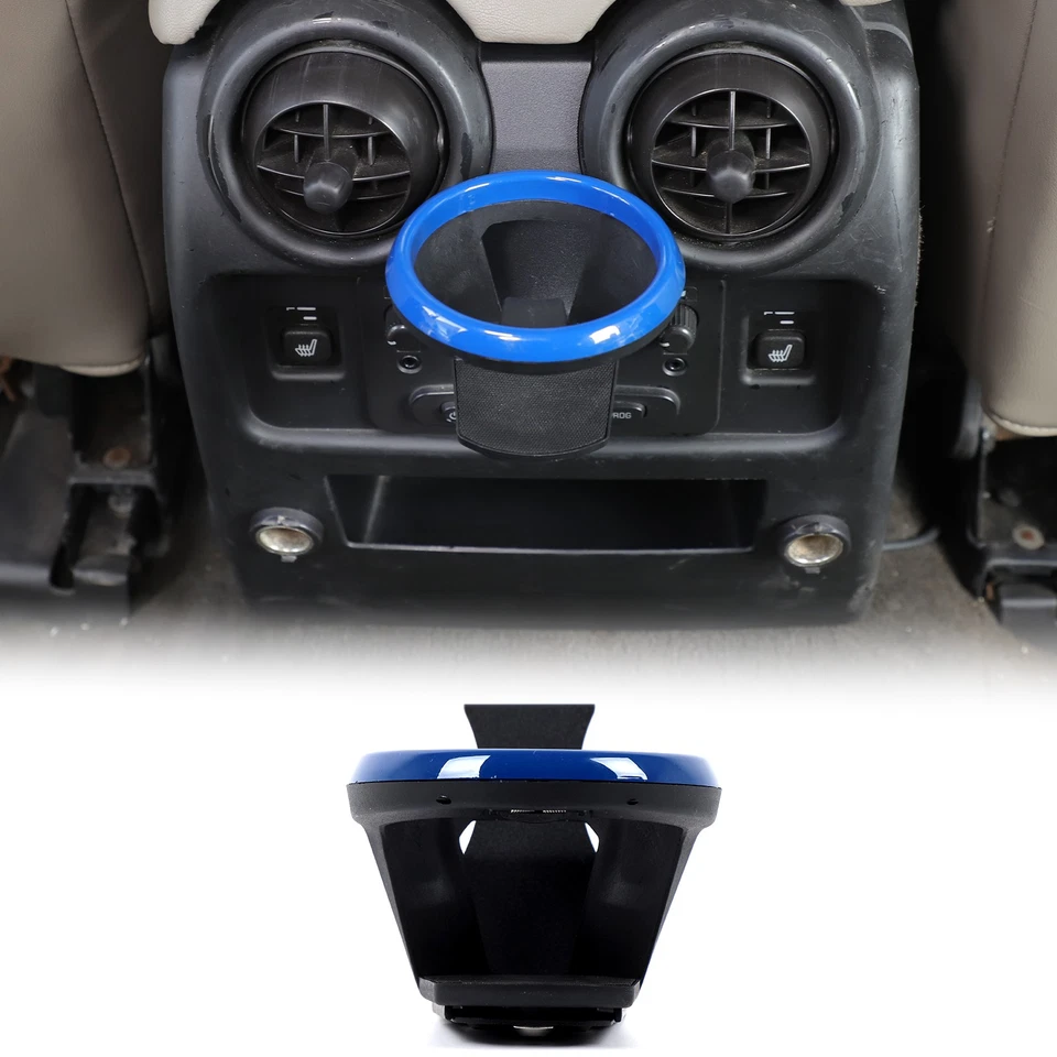 Portavasos central de ventilación de aire trasero acero al carbono anillo azul para Hummer H2 2003-2007 Foto 4 de 4