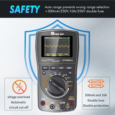 TOOLTOP ET828Pro Digitales Oszilloskop 10 MHz 50 Msps 2-IN-1-Wellenform