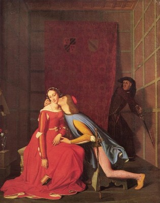 Ingres Paolo und Francesca 1819 Vintage Kunstdruck Poster Wanddeko Elegant Muse