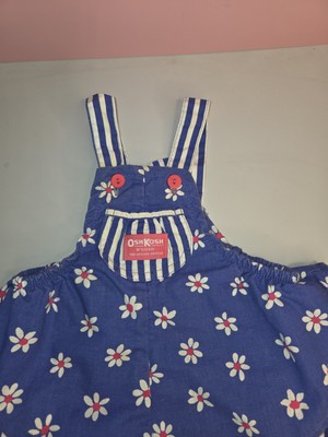 Vintage OshKosh Baby B'Gosh Blue Stripe Flowers Bubble Romper 24m