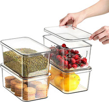 Clear Storage Bins with Lids,4 Packs Food Storage Organizer,Stackable Kitchen Ca