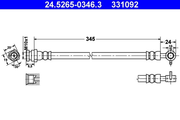 ATE Bremsschlauch 24.5265-0346.3 FüR Mazda NB MX 2 16V NB6C NB8C-image