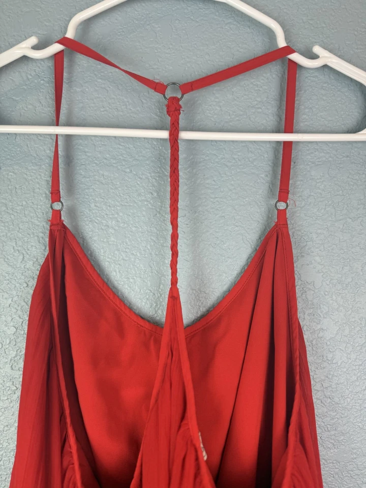 Vestido Abercrombie & Fitch Mujer Grande Rojo Fluido Sin Mangas Boho Verano Informal Foto 3 de 4