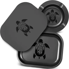 Black Rolling Tray with Magnetic Lid & Cool Ashtray for outside Patio Outdoor Ho