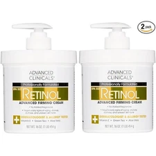 NEW Advanced Clinicals Retinol Lotion 16oz Face & Body Moisturizer (2-Pack)