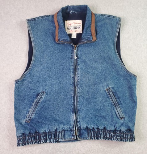 Cripple Creek Vest Mens Large Blue Denim Tuff Hedeman Bull Rider Western TU0910