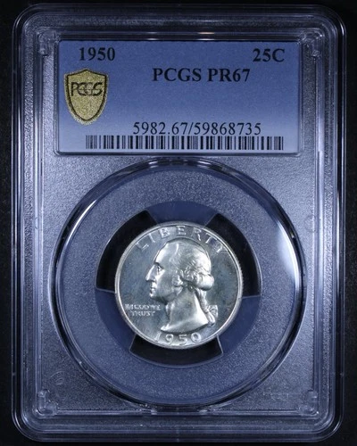 1950 Washington Quarter - 25c PCGS PR67 - PCGS Gold Shield