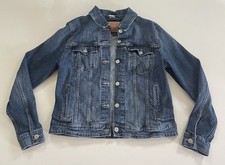 Girls Juniors Levi's Denim Jean Trucker Jacket Full Button Size Large