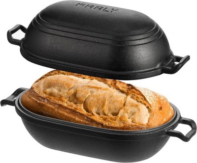 Cast Iron Loaf Pan with Lid-Bread Baking Pan for Sourdough,Pre-Seasoned Oval