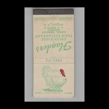 Matchbook Cover Flander's Green Ridge Farm Restaurant Nashua, NH