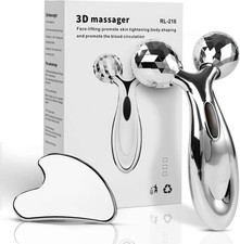 Stainless Steel Gua Sha and Face Roller Set, Facial Tool for Face Sculpting, Met