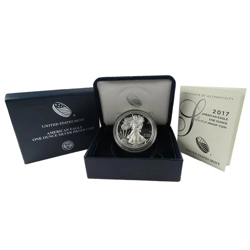 2017-W Proof $1 American Silver Eagle Box, OGP & COA