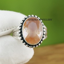 Morganite Gemstone 925 sterling Silver Handmade Ring US size 5 to 13