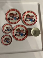 Raggedy Ann  Andy Tea Set Tin Vintage 1972 The Bobbs-Merrill Company 6 Pieces