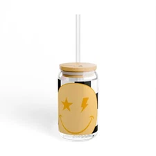 Retro Smiley Sipper Glass, 16oz