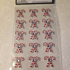 CHRISTMAS CRAFTS CHRISTMAS GLITTER CANDY CANES WITH GEMESTONES 15 PCS