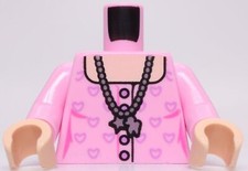 Lego Rosa Brillante Torso Mujer Plata Collar Dijes Mediano Lavanda Corazones
