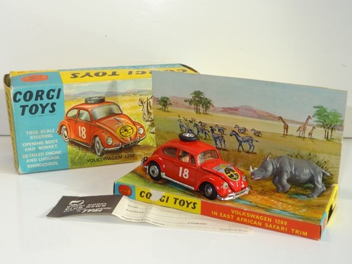 Corgi 256 VW VOLKSWAGEN BEETLE 1200 EAST AFRICAN RALLY & HIPPO (397)