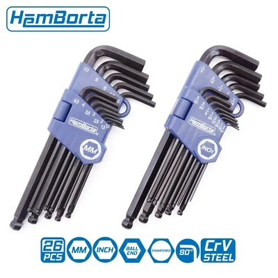 Allen Key Set HemBorta 26pc Hex Key Set Metric & Imperial Alan Key Set Wrenches
