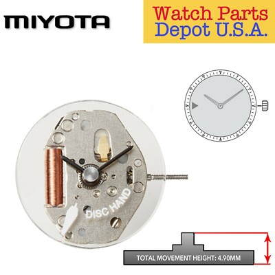 Original Miyota 2034 Japan Quartz Movement, 3 Hands, Second Disc Compatible, NEW