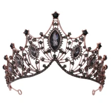 Black Crown Tiara real metal gift birthday diadem birthday bridal goth vampire