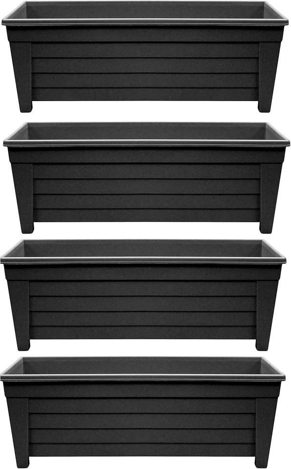 Elegant 55cm Black Trough Planter - Perfect for Indoor & Outdoor Gardens - Image 3 of 4