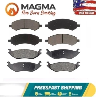 Front Rear Semi-Metallic Brake Pad Kit For Ram 1500 Classic Dodge Chrysler Aspen