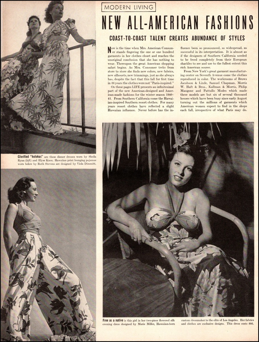 1940 vintage Article NEW ALL AMERICAN FASHION 4 pgs Classic 40s