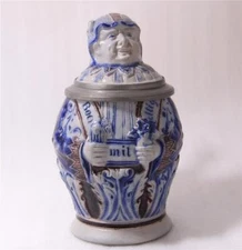 Antique German Character Beer Stein - Jester by S.P.Gerz # 305 c.1880s