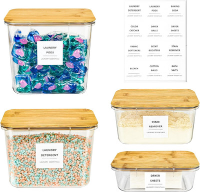 4 Pack Laundry Room Organization Storage Containers, Laundry Containers, Laundry