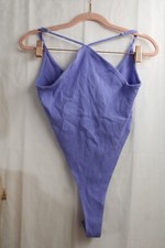 Women's wild Fable S Polyester Ribbed Purple Racerback high neck snap Leotard