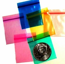 100 Apple Baggies Rainbow Colors 1.5 x 1.5" reclosable zip bags 1515