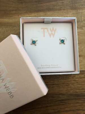 TABITHA WEBB Sterling Silver Swarovski Crystal Post Earrings