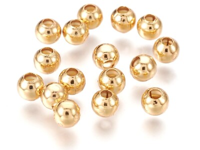 Edelstahl Perlen  4/5mm rund  18k vergoldet 20 Spacer Schmuck basteln auffädeln