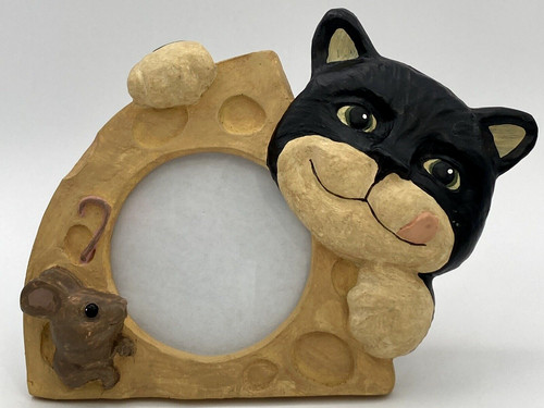 Whittle Cats Picture Photo Frame Cat Mouse Cheese Holds 3"x3" Picture