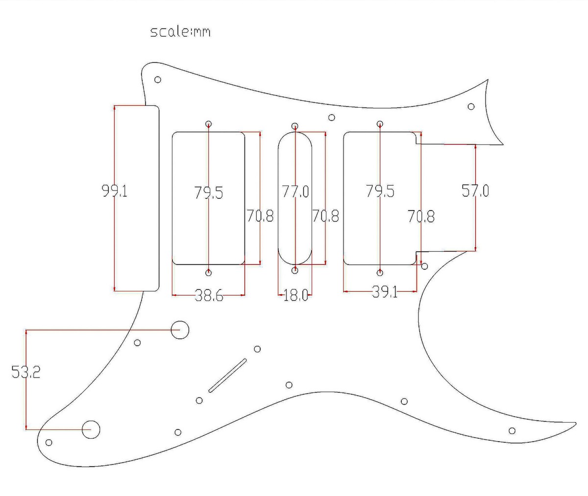 Custom Guitar Pick Guard for Ibanez RG 350 DX , 2-Pickup, HH, 3ply