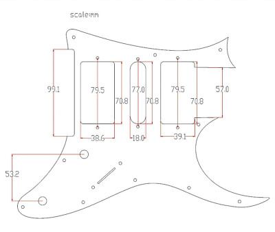 Custom Guitar Pick Guard for Ibanez RG 350 DX , 2-Pickup, HH, 3ply