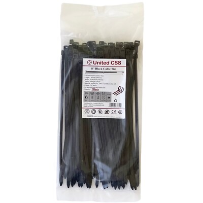 Cable Zip Ties 8inch 12inch Black by United CSS