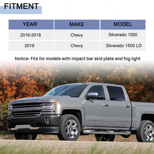 For 16-19 Chevy Silverado 1500/LD Black Front Bumper Face Bar w/ Fog Light Holes - Picture 2 of 15