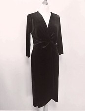 Zara Black Velvet Crossover Wrap Dress Size XS UK8 BNWT