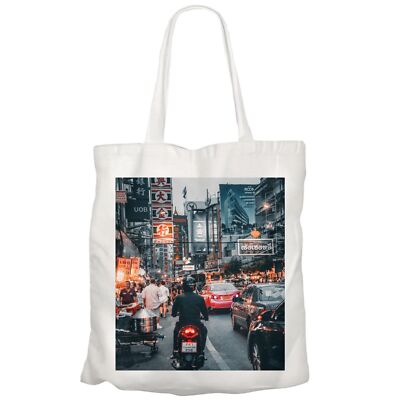 Stofftasche Belebte Straße von Bankok Städtische Stadtszene Architektur Bild von
