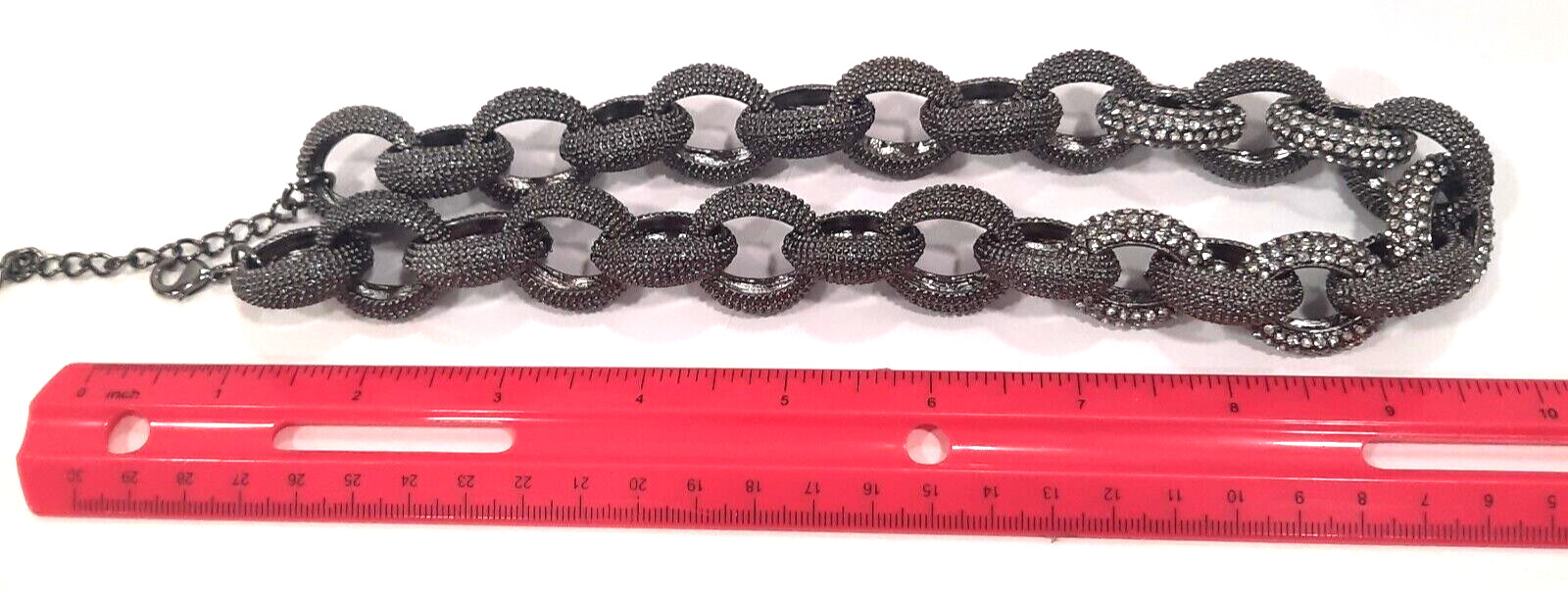 Statement Necklace Black Silver Circle Chain Spar… - image 4