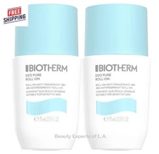 2 PACK Biotherm Deo Pure 48 Hours Antiperspirant Roll-On 75ml Deodorant