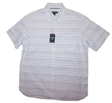 Daniel Cremieux Short Sleeve Shirt Large Lucent White Multi Striped NWT (DSS523)