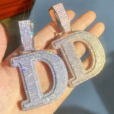 Alphabet 26 Letter A-Z Pendant Choose Necklace Gold Fill Zircons Hip Hop Jewelry