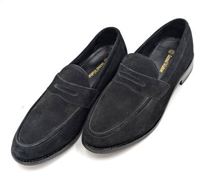 Samuel Windsor Classic Penny  Loafers Black Suede US13/UK12 Goodyear Welted Nice